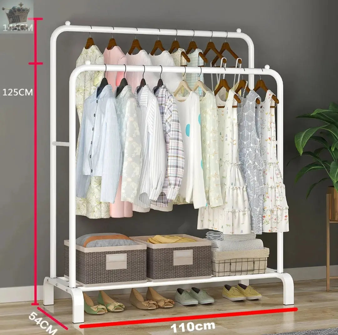 Double Clothes Rail Hanging Rack Garment Display Stand Storage Shelf Gearcourt