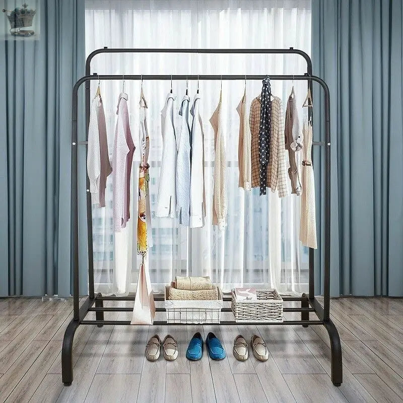 Double Clothes Rail Hanging Rack Garment Display Stand Storage Shelf Gearcourt