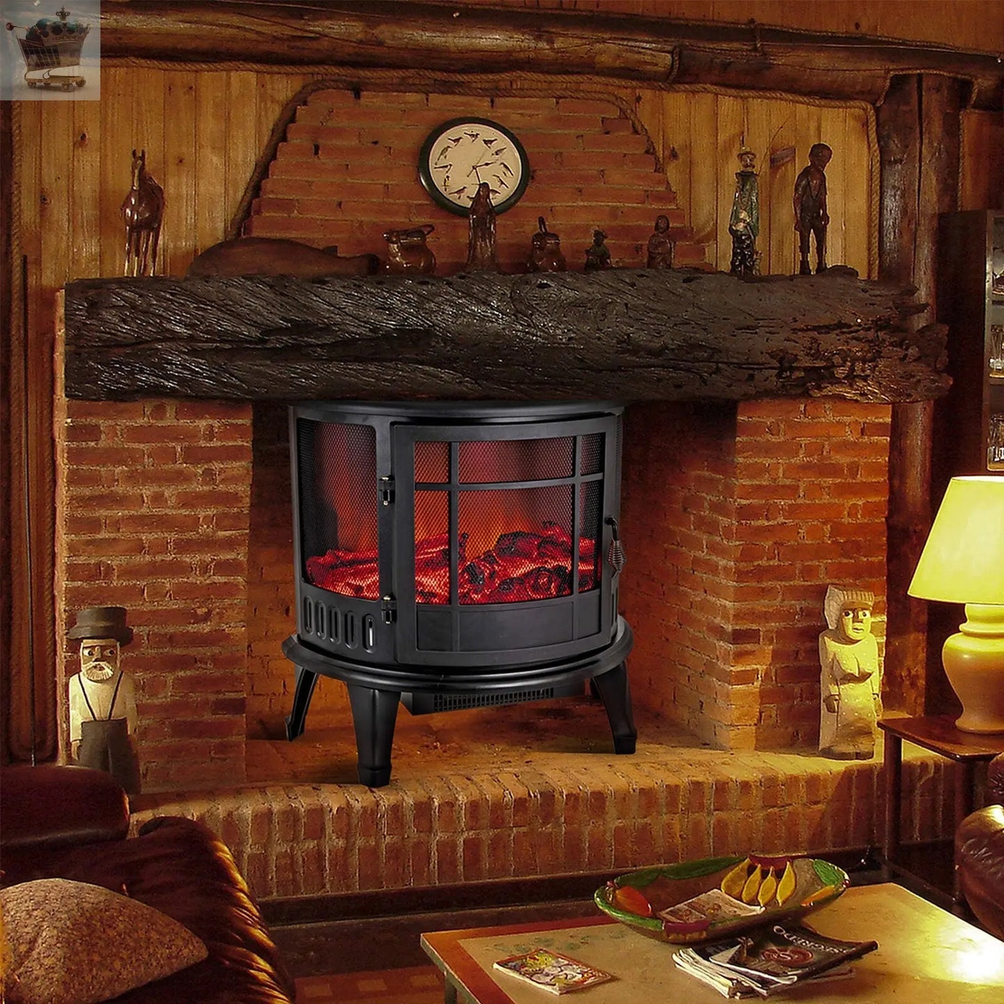 Electric Fireplace Fire Wood Flame Heater Stove Living Room Log Burner Fan Heat Royalcart