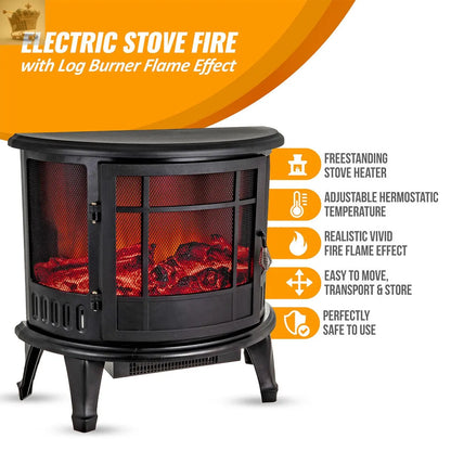 Electric Fireplace Fire Wood Flame Heater Stove Living Room Log Burner Fan Heat Royalcart