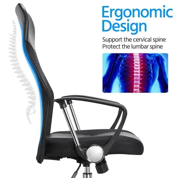 Ergonomic High Back Mesh Office Chair Executive Swivel Computer Desk Chair for Home Work Black Royalcart