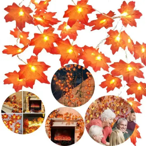 Fall Maple Leaves LED Fairy String Light Leaf Lamp Garland Party Home Room Decor Royalcart