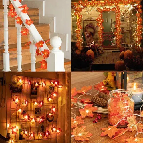 Fall Maple Leaves LED Fairy String Light Leaf Lamp Garland Party Home Room Decor Royalcart