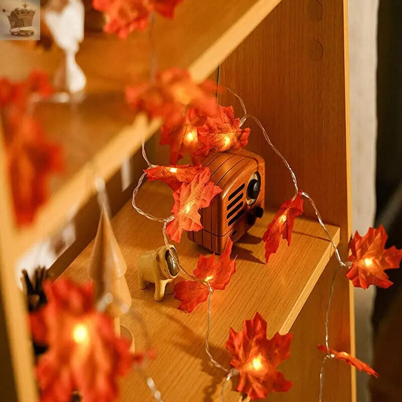 Fall Maple Leaves LED Fairy String Light Leaf Lamp Garland Party Home Room Decor Royalcart