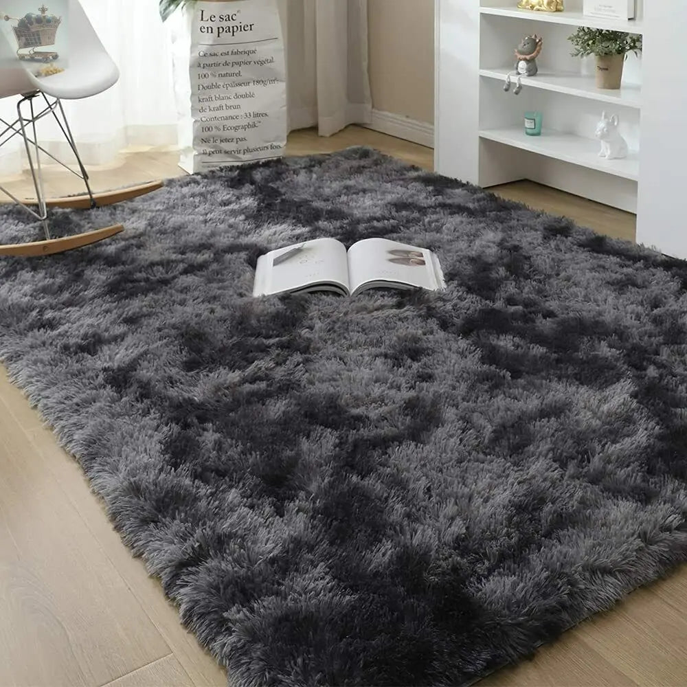 Fluffy Curvy Rug Fluffy Rugs Anti-Slip Large SHAGGY RUG Super Soft Mat Living Room ...