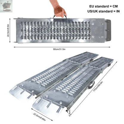 Folding ramp | Loading ramps 400 kg max | Folding ramp for Moto and access ramp | Resistant and convenient | Size 160 x 22.5x 4.5cm Royalcart