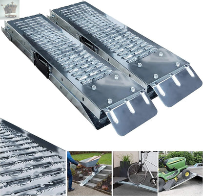 Folding ramp | Loading ramps 400 kg max | Folding ramp for Moto and access ramp | Resistant and convenient | Size 160 x 22.5x 4.5cm Royalcart