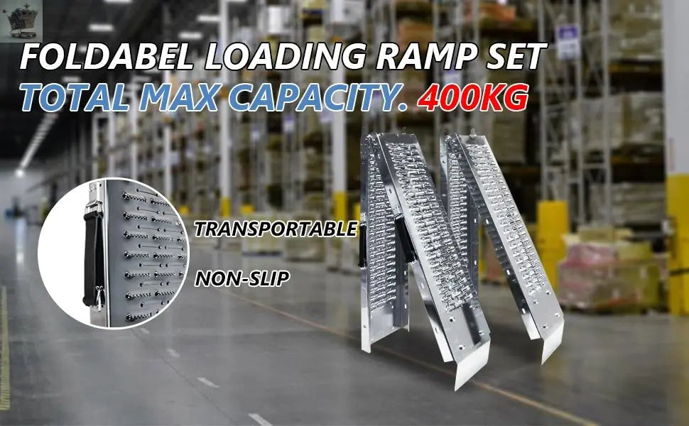 Folding ramp | Loading ramps 400 kg max | Folding ramp for Moto and access ramp | Resistant and convenient | Size 160 x 22.5x 4.5cm Royalcart