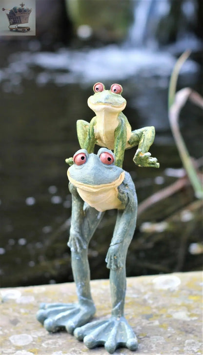 Garden Ornaments Frog Long Legged Leap Frog Figurine Parent & Baby Garden Statue Royalcart