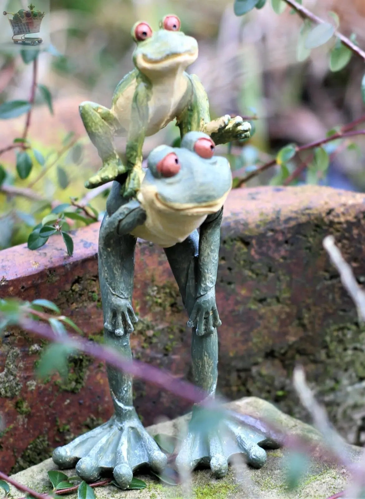 Garden Ornaments Frog Long Legged Leap Frog Figurine Parent & Baby Garden Statue Royalcart