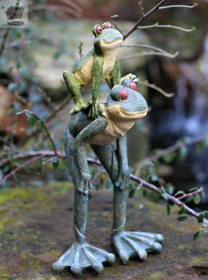 Garden Ornaments Frog Long Legged Leap Frog Figurine Parent & Baby Garden Statue Royalcart