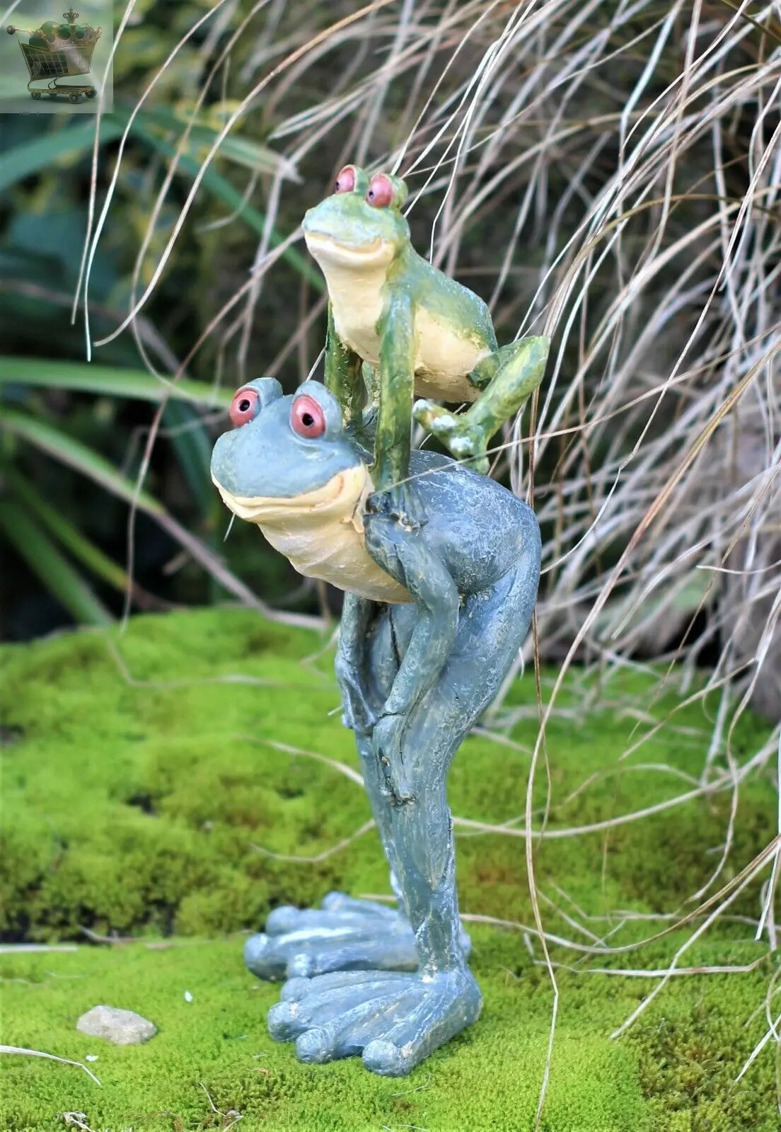 Garden Ornaments Frog Long Legged Leap Frog Figurine Parent & Baby Garden Statue Royalcart