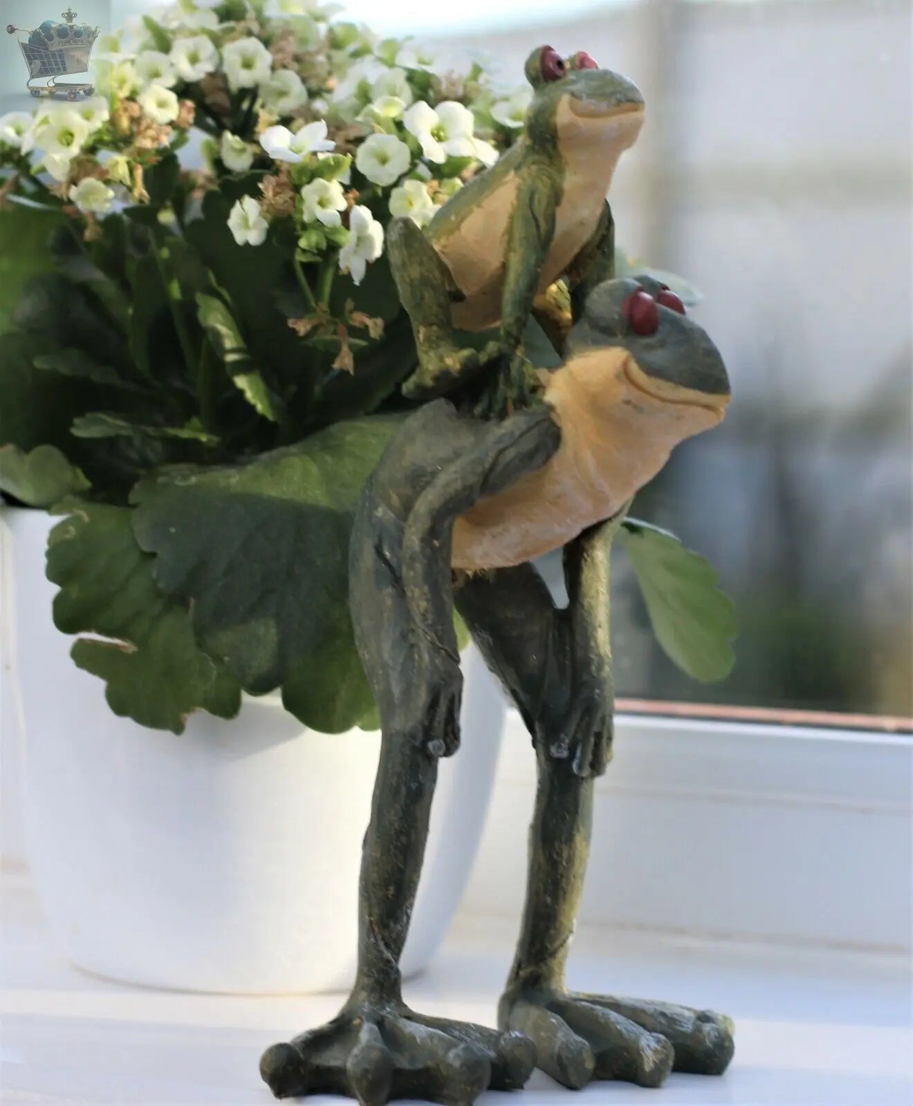 Garden Ornaments Frog Long Legged Leap Frog Figurine Parent & Baby Garden Statue Royalcart