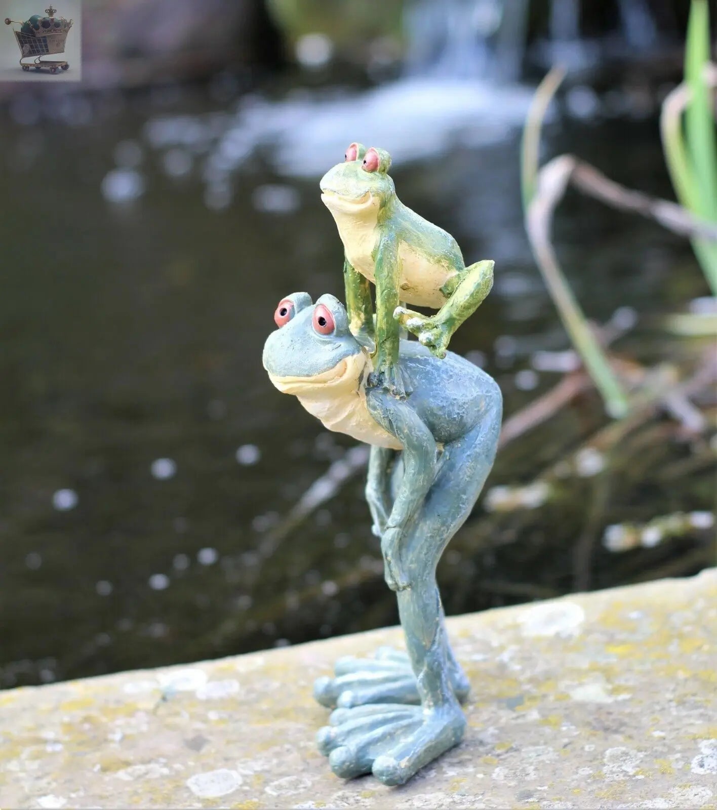 Garden Ornaments Frog Long Legged Leap Frog Figurine Parent & Baby Garden Statue Royalcart