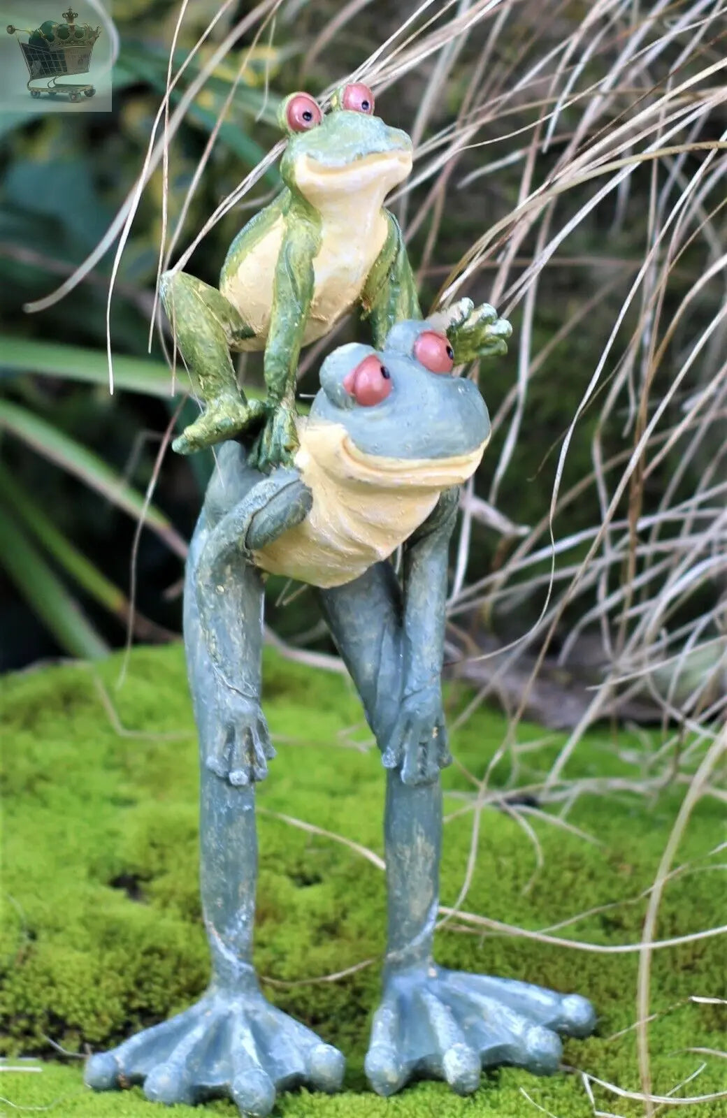 Garden Ornaments Frog Long Legged Leap Frog Figurine Parent & Baby Garden Statue Royalcart