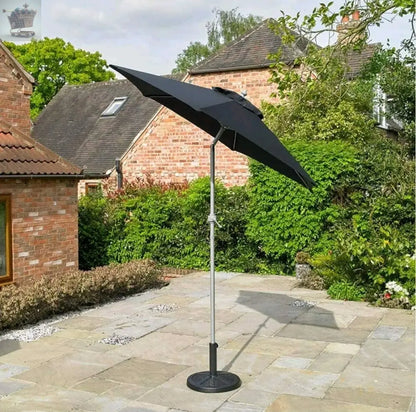 Garden Parasol Outdoor Umbrella 2M Sun Shade Black Canopy Tilt Mechanism Patio Royalcart