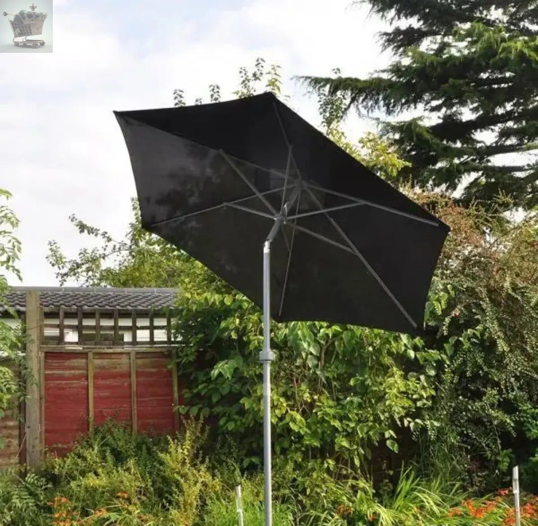 Garden Parasol Outdoor Umbrella 2M Sun Shade Black Canopy Tilt Mechanism Patio Royalcart