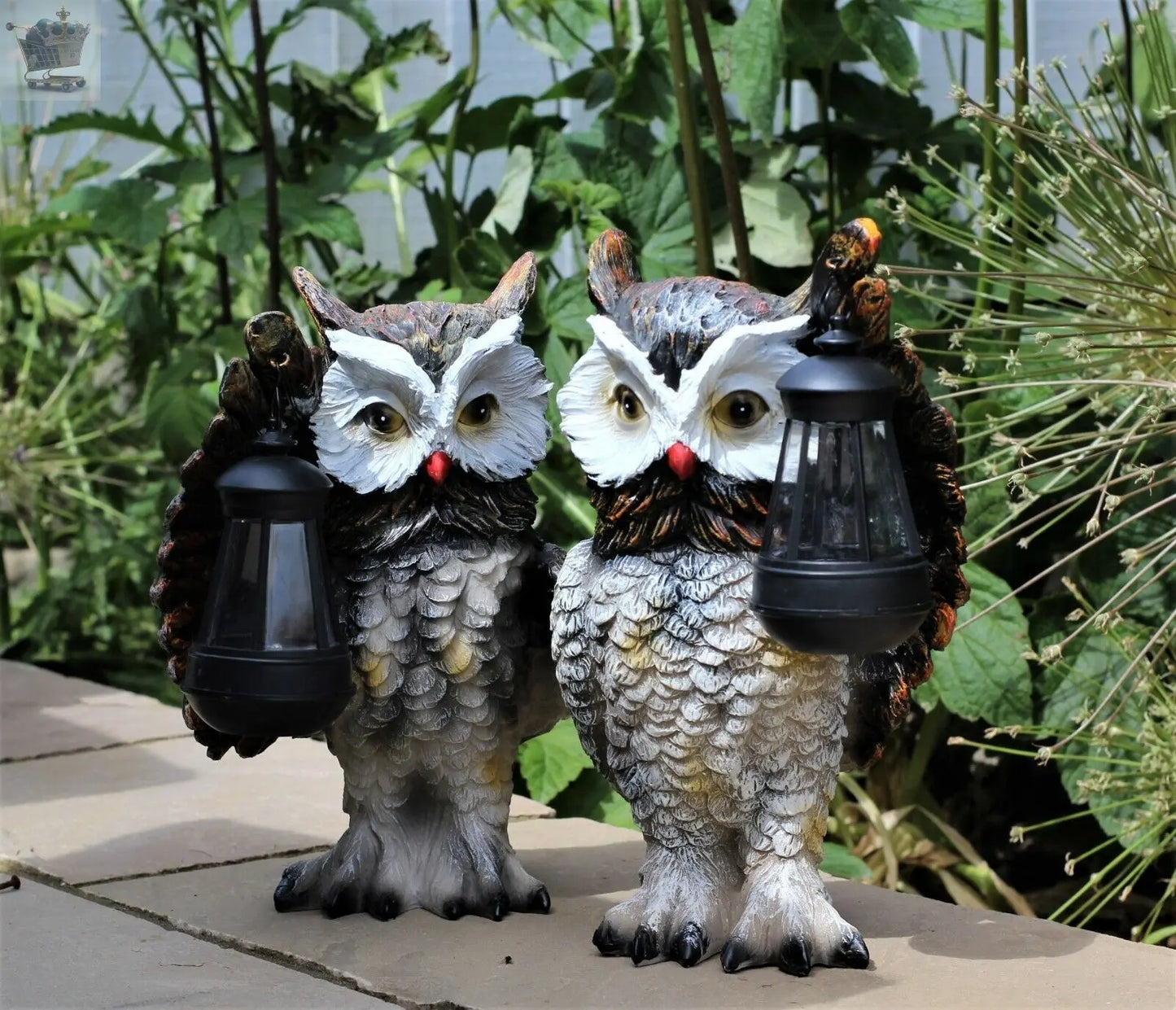 Garden Solar Ornament Owl Bird Light Up LED Lantern Statue Royalcart