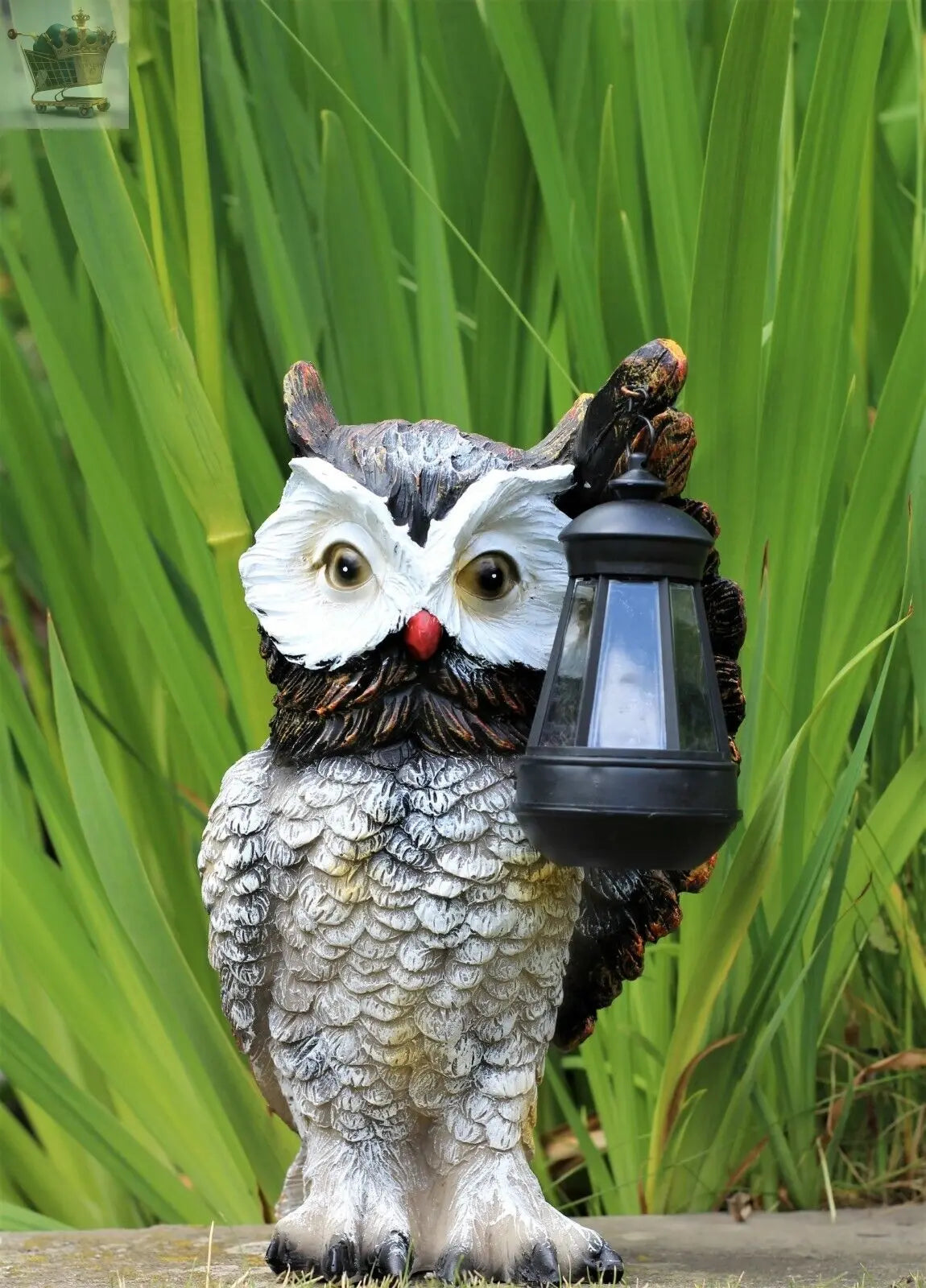 Garden Solar Ornament Owl Bird Light Up LED Lantern Statue Royalcart