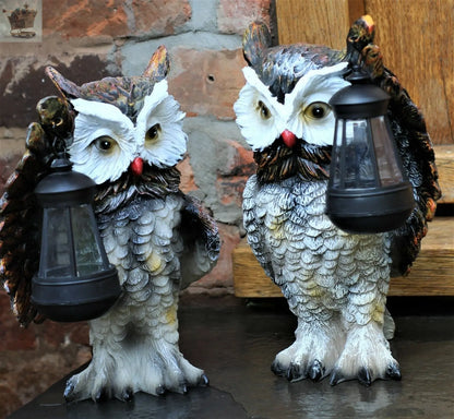 Garden Solar Ornament Owl Bird Light Up LED Lantern Statue Royalcart