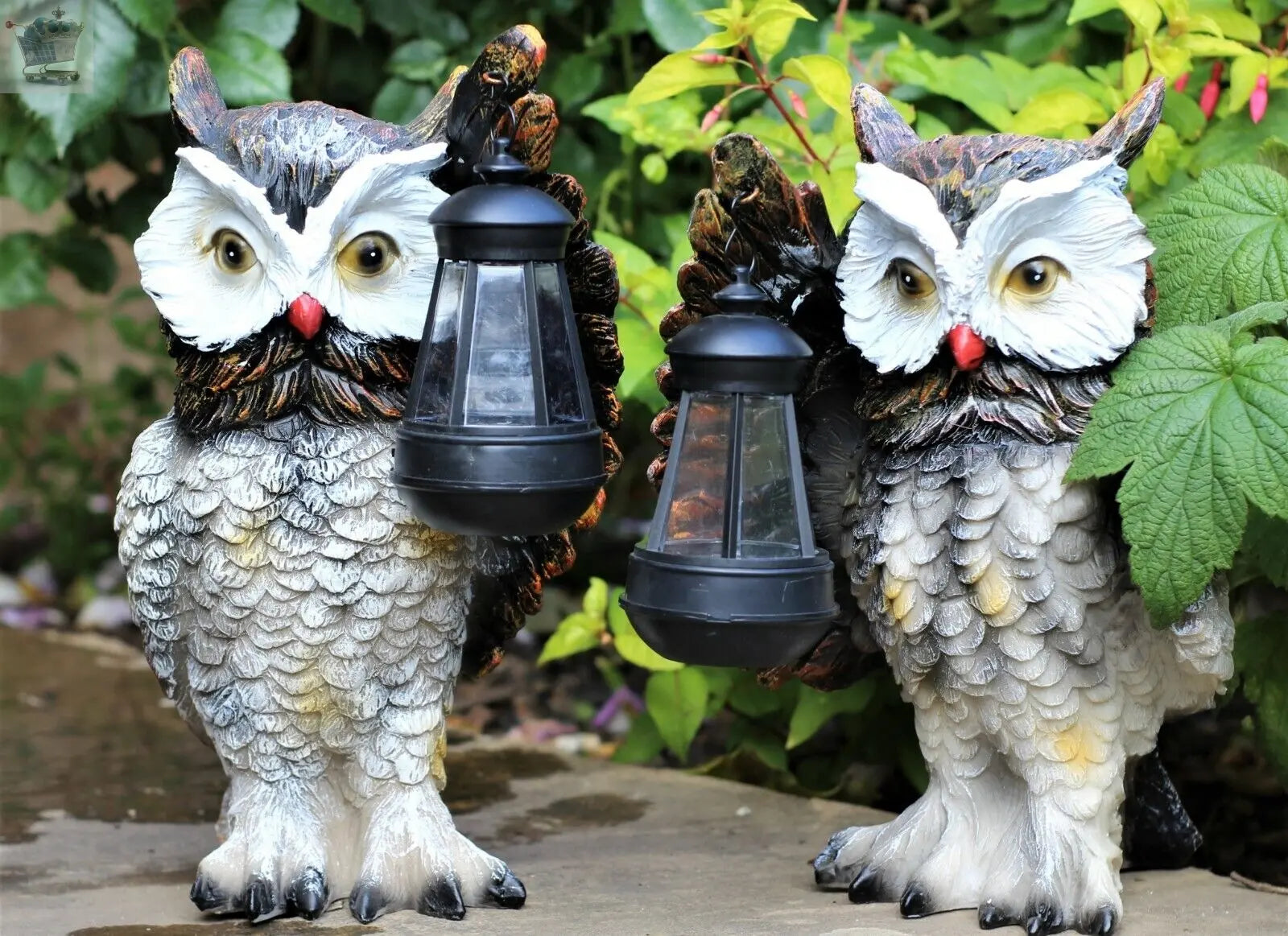 Garden Solar Ornament Owl Bird Light Up LED Lantern Statue Royalcart