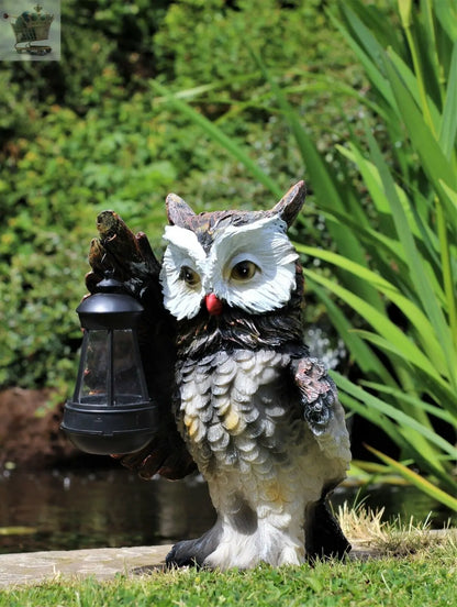 Garden Solar Ornament Owl Bird Light Up LED Lantern Statue Royalcart