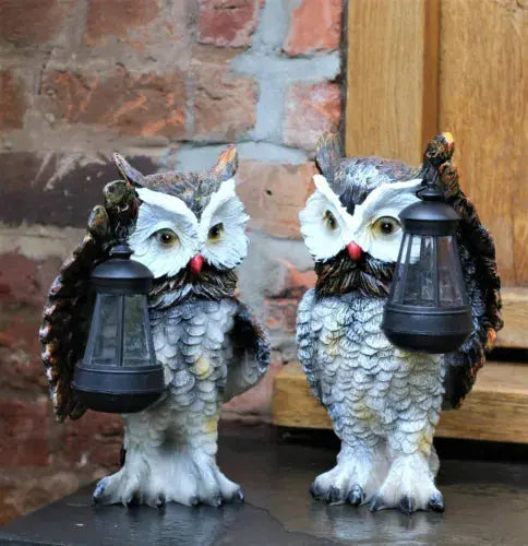 Garden Solar Ornament Owl Bird Light Up LED Lantern Statue Royalcart