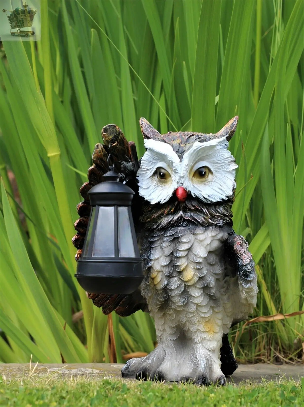 Garden Solar Ornament Owl Bird Light Up LED Lantern Statue Royalcart