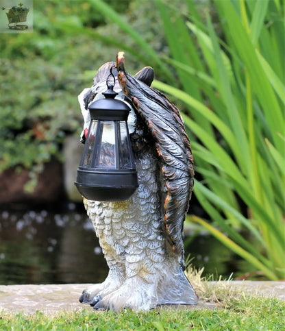 Garden Solar Ornament Owl Bird Light Up LED Lantern Statue Royalcart