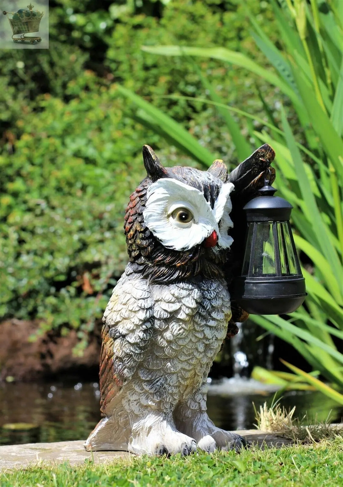 Garden Solar Ornament Owl Bird Light Up LED Lantern Statue Royalcart