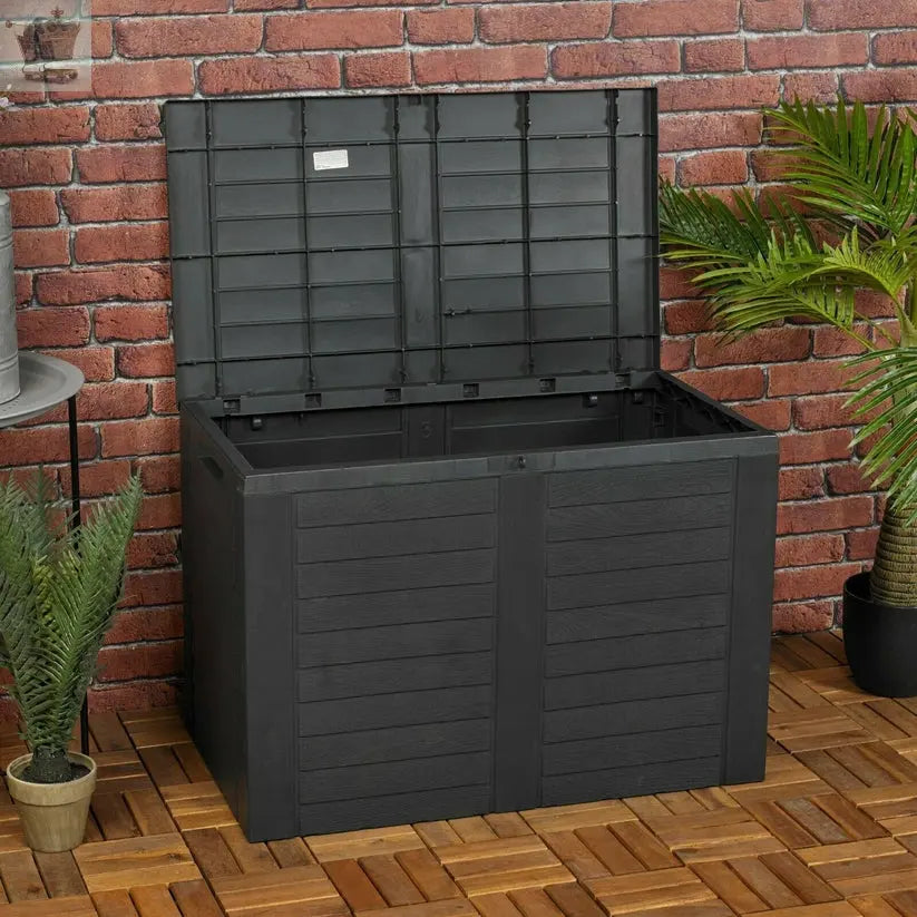 Garden Storage Box Deck Chest 190L Wood Structure Lockable Patio Balcony Grey Royalcart