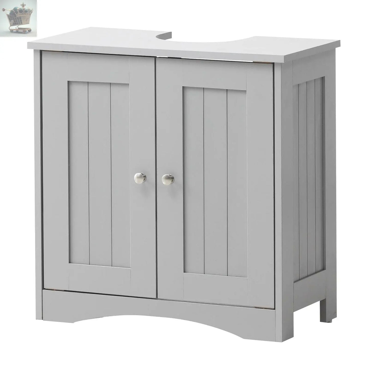 Grey Bathroom Under Sink Cabinet Basin Storage Cupboard Vanity Unit Furniture - Royalcart