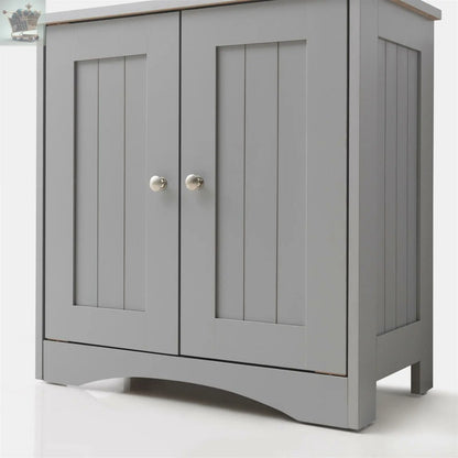 Grey Bathroom Under Sink Cabinet Basin Storage Cupboard Vanity Unit Furniture - Royalcart