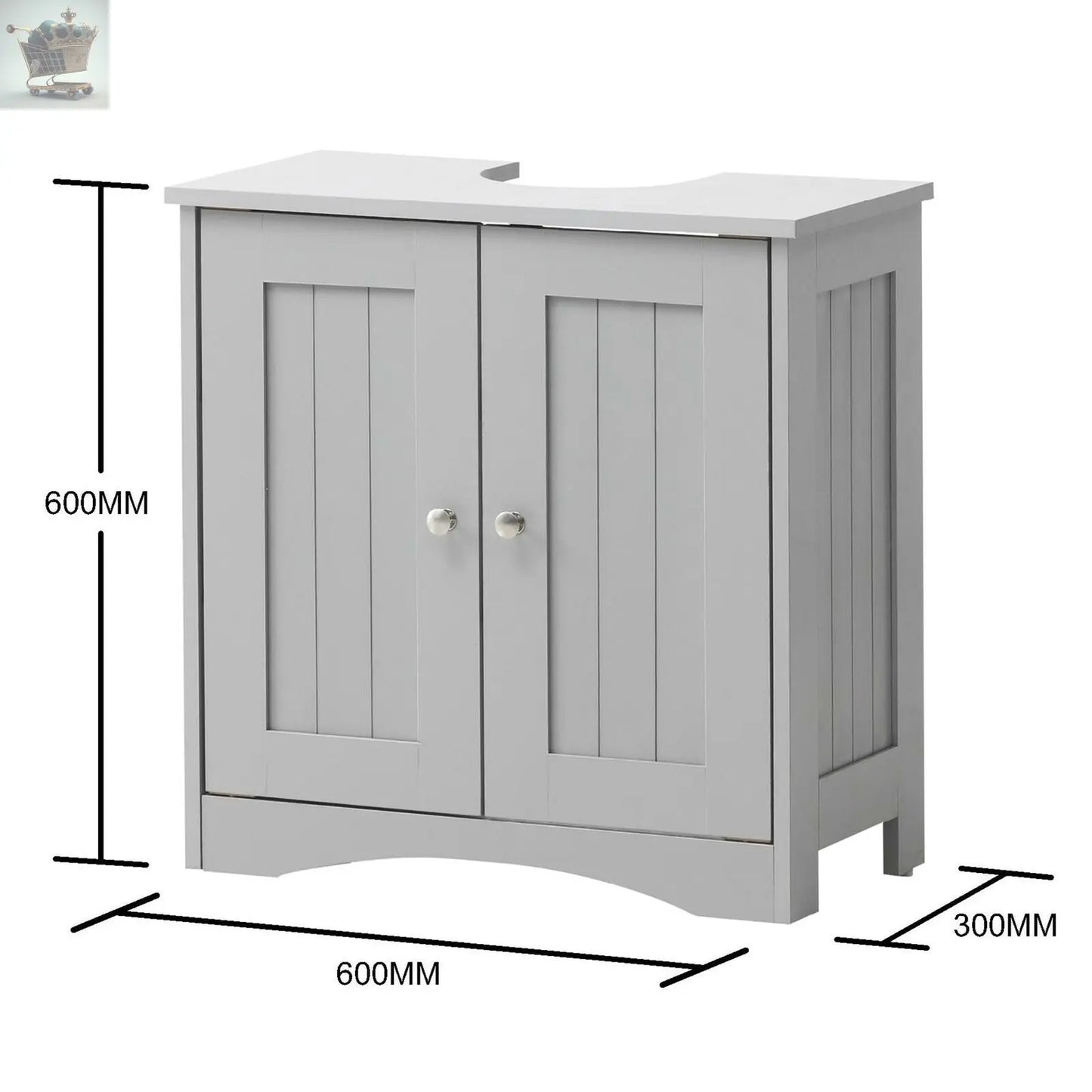 Grey Bathroom Under Sink Cabinet Basin Storage Cupboard Vanity Unit Furniture - Royalcart