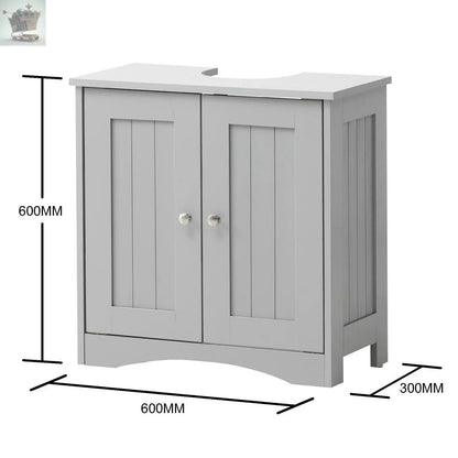 Grey Bathroom Under Sink Cabinet Basin Storage Cupboard Vanity Unit Furniture - Royalcart