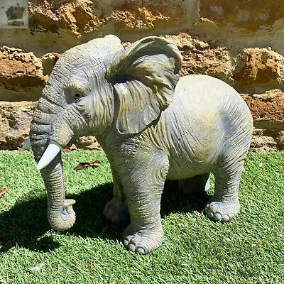 Grey Resin African Elephant Safari Garden Statue Sculpture Figure Ornament Large Royalcart