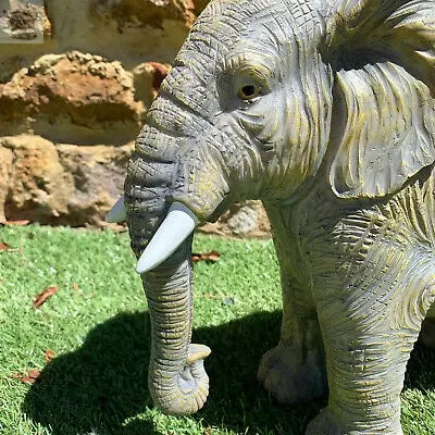 Grey Resin African Elephant Safari Garden Statue Sculpture Figure Ornament Large Royalcart