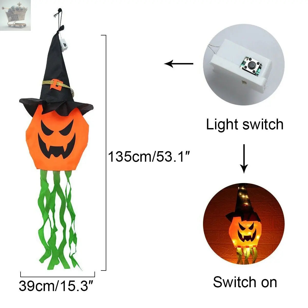 Halloween LED Pumpkin Ghost Flashing Hanging Light Halloween Party Home Decor Royalcart