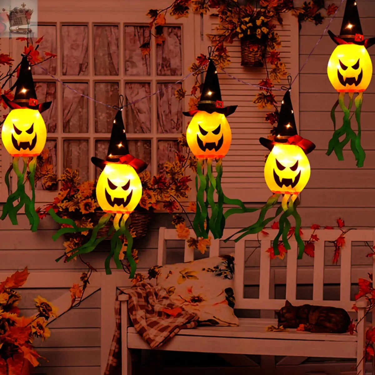 Halloween LED Pumpkin Ghost Flashing Hanging Light Halloween Party Home Decor Royalcart