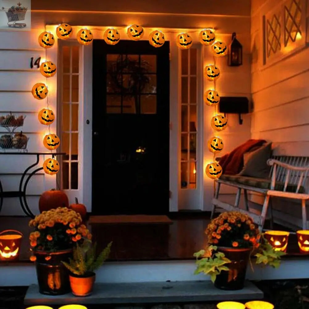 Halloween String Lights Pumpkin Lamp Light Up Indoor Outdoor Royalcart