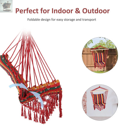 Hammock Chair Swing Colourful Striped Seat Porch Indoor Outdoor Hanging Beach Royalcart