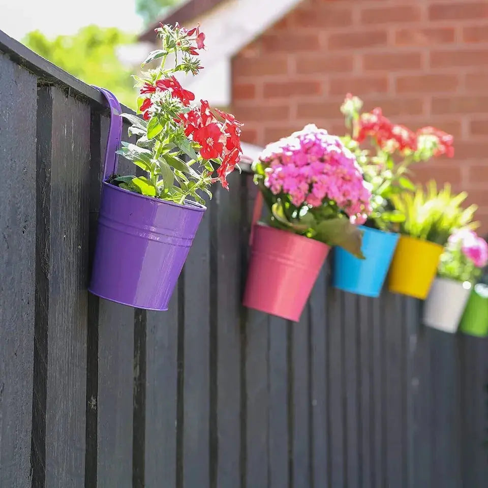 Hanging Metal Flower Pot 10 Pack, Garden Plants Royalcart