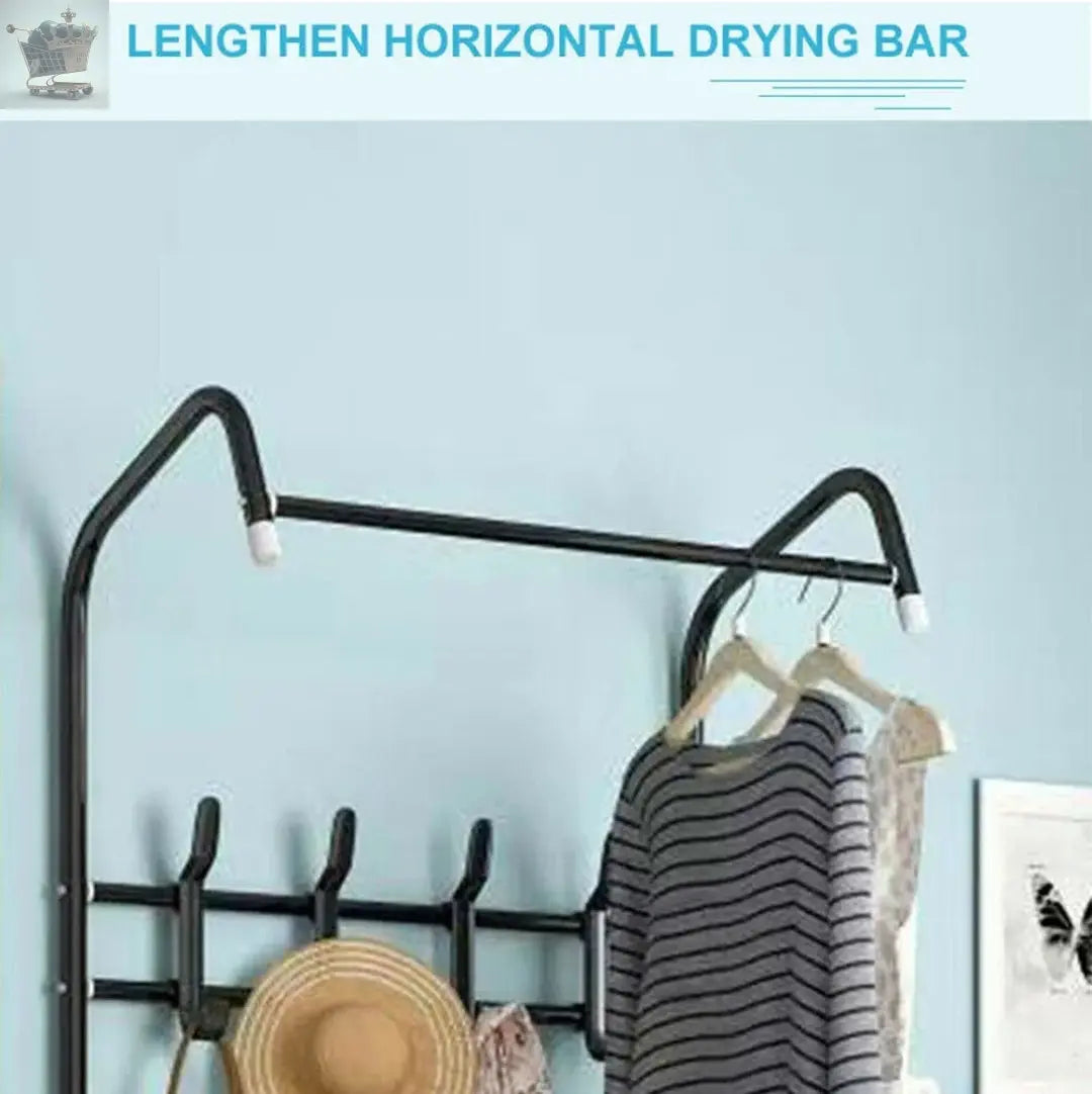 Hat and Coat Stand Clothes Rail Shoe Rack Hanger Hooks Metal Shelf With 4 Hooks Royalcart