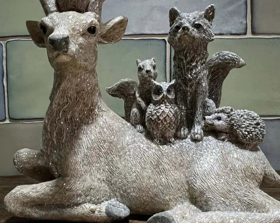 Heaven Sends 18.5cm Deer & Friends Stag Woodland Animal Glitter Sparkle Ornament Royalcart
