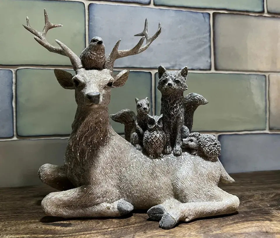 Heaven Sends 18.5cm Deer & Friends Stag Woodland Animal Glitter Sparkle Ornament Royalcart