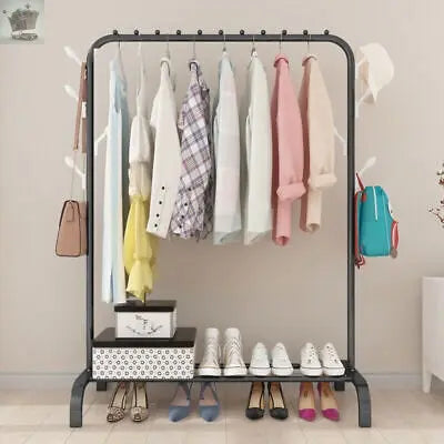 Heavy Duty Clothes Rail Rack Garment Hanging Display Stand Shoes Storage Shelves Gearcourt