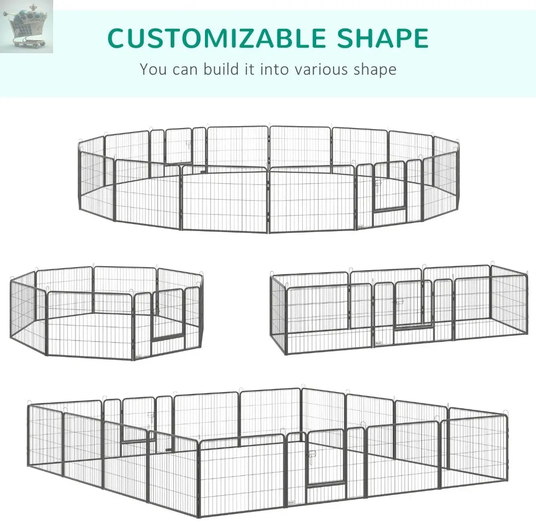 Heavy Duty Dog Pen with 2 Doors, 16 Panels Dog Playpen Puppy Pen, 60H cm Royalcart