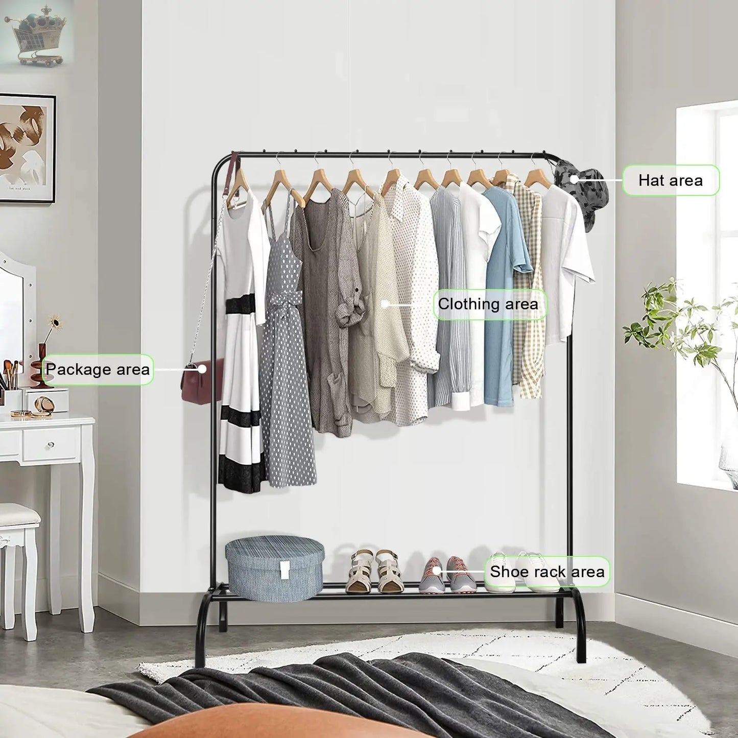 Heavy Duty Modern Metal Clothes Rail Rack Royalcart