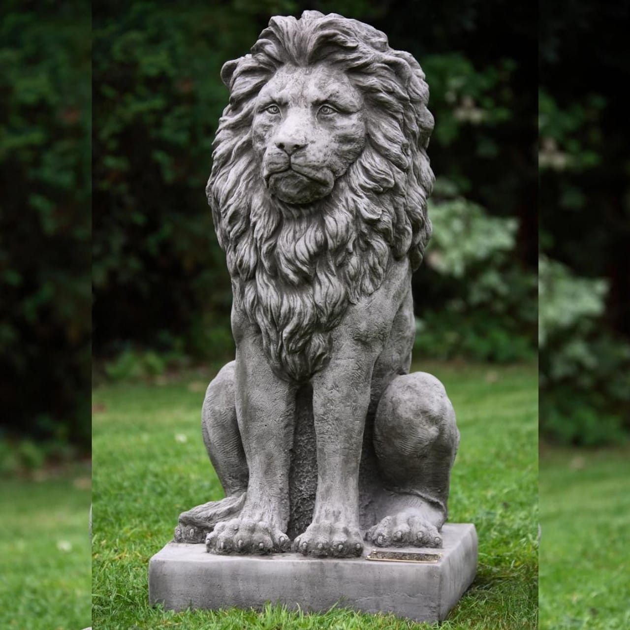 Pair Large Proud Lions Heavy Stone Cast Garden Statues by DGS UK 330KGS Royalcart