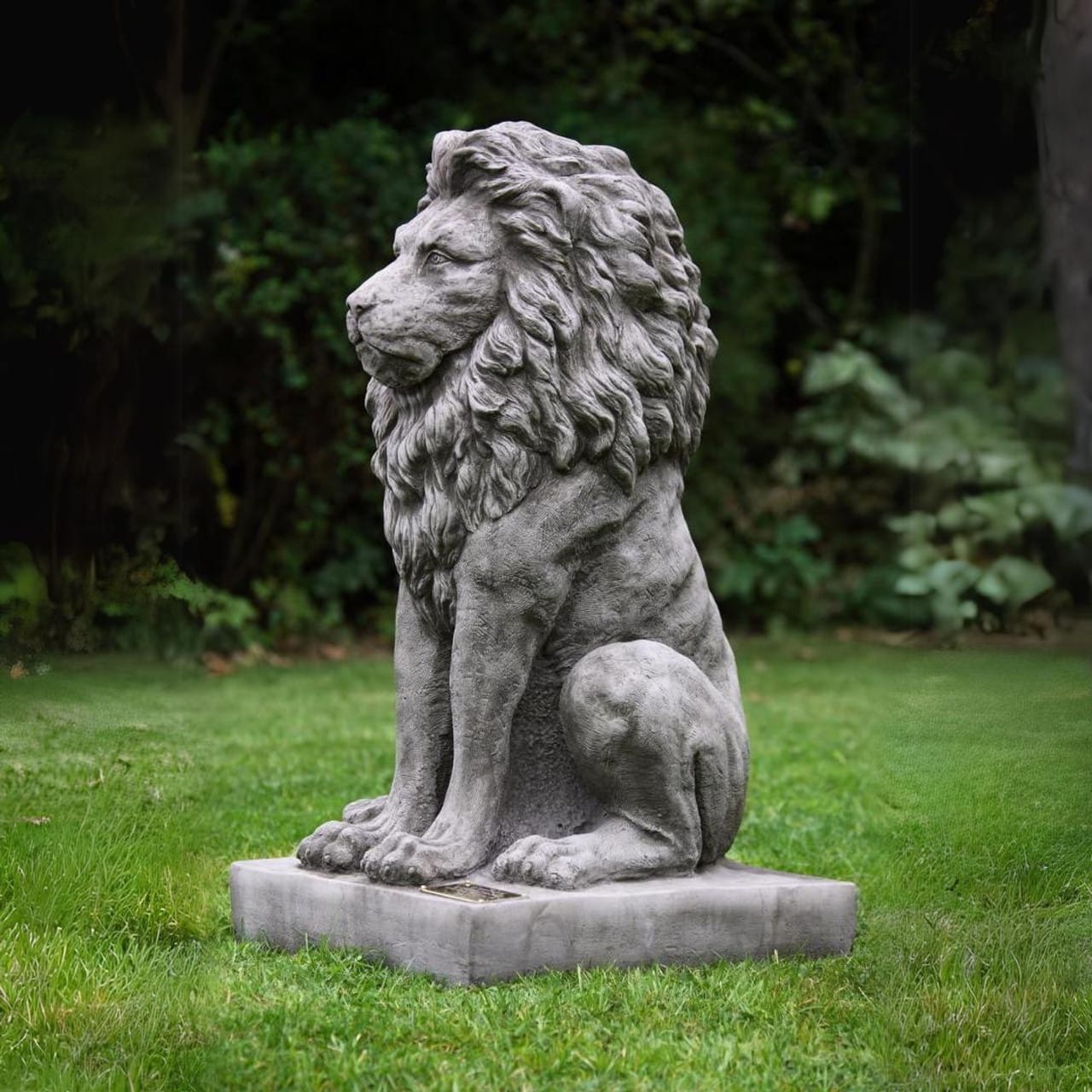 Pair Large Proud Lions Heavy Stone Cast Garden Statues by DGS UK 330KGS Royalcart